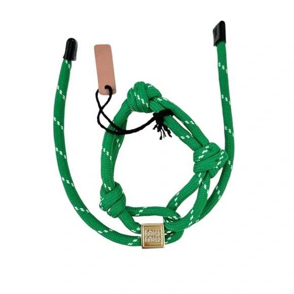 Miu Miu NIB NWT Green & White Cord Rope Bracelet / Anklet - Picture 6 of 9